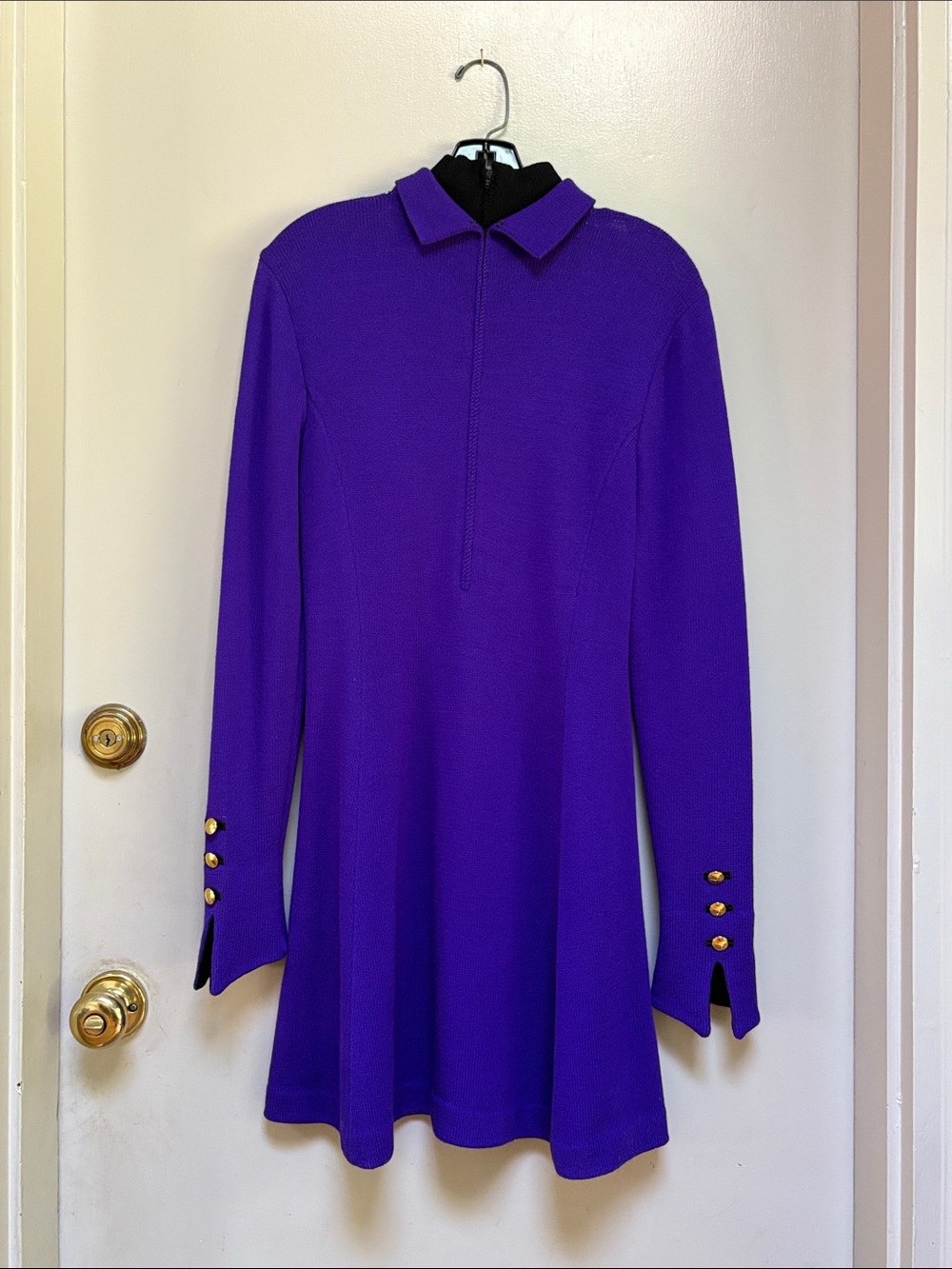 Vintage St. John Collection Knit Turtle Neck Dress Royal Purple